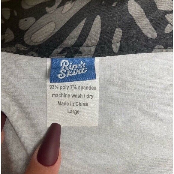 RIP Skirt Large 12/14 Classic Wrap Length 2 Shibori Charcoal Hawaiin Pristine - Picture 4 of 10